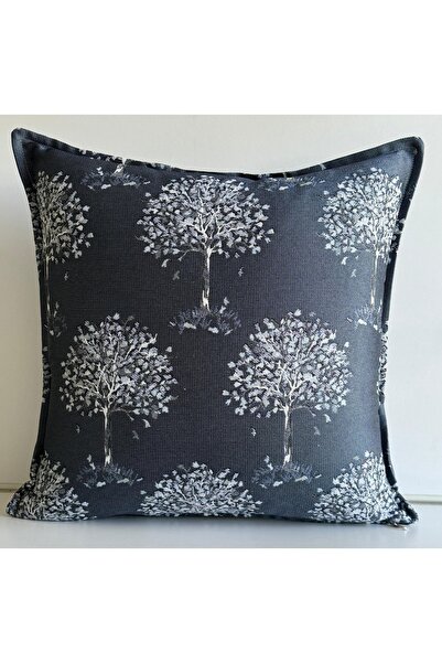 Fabric by Gülçin JAKAR VİSKON KUMAŞ LACİVERT GÜMÜŞ  SAKURA AĞAÇ DESEN KIRLENT...
