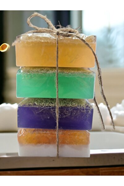 TrendMilano مجموعة من 4 قطع من صابون ألياف اليقطين الطبيعي بالصبار - اللافندر...