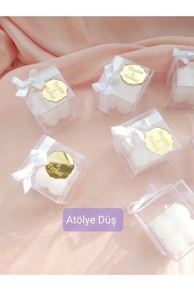 Atölye Düş Düğün Nikah Kına Nişan Hediyeliği Kutulu Pleksi Isimlikli Bubble M...