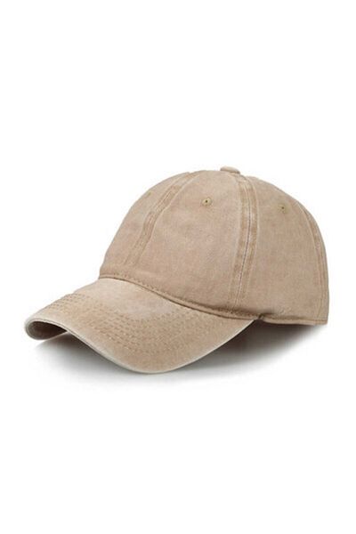 CosmoOutlet Unisex Beige Hat - Solid Color Washable, Adjustable Vintage Model on the Back