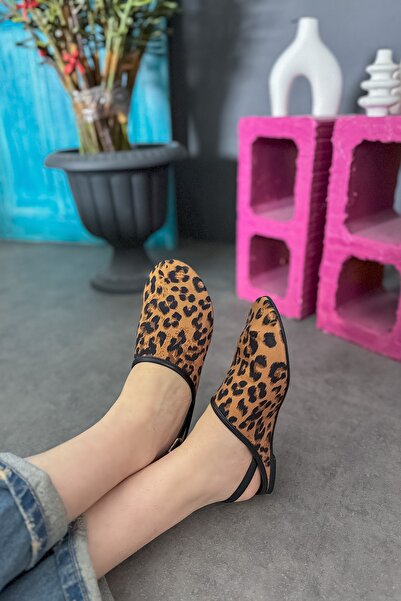 SHOEBELLAS Harmas Leopar Detaylı Kadın Babet