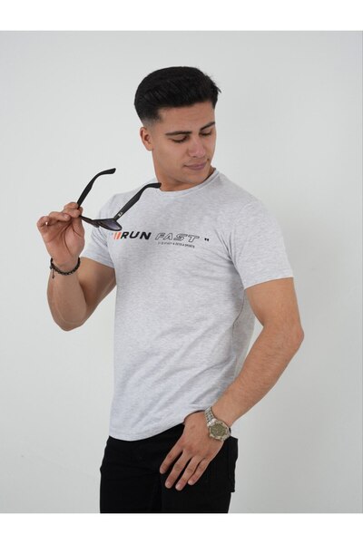 Est Estola Ανδρικό Slim Fit Μπλουζάκι με Στρογγυλή Λαιμόκοψη από Λυ크ρά και Ελαστικό Ύφασμα