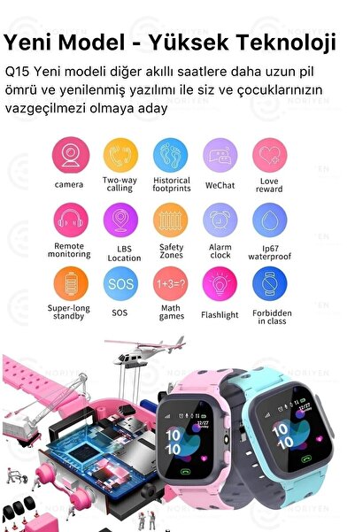 Smart Çocuklar İçin Yeni Q15 Model Sim Kartlı Konum Takip Ortam Dinleme Özellikli Akıllı Çocuk Saati