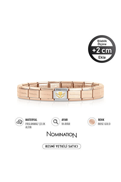 NOMİNATİON Italy Composable Klasik 18k Kanatlı Kalp ve Paslanmaz Çelik Bilekl...