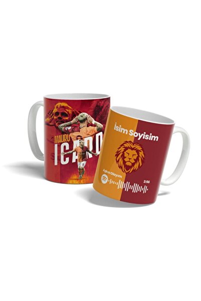 offside Sarı Kırmızı Aslan Tasarımlı Aşkın Olayım Spotify Kodlu Kişiye Özel Baskılı Hediye Kupa Bardak