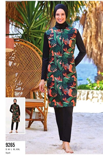 ROZAMAY Αδιάβροχο μαγιό με υφασμάτινο σχέδιο αλεξίπτωτου, πλήρες μαγιό χιτζάμπ