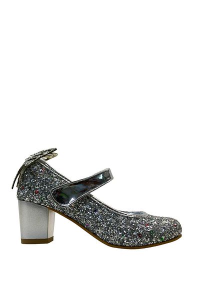 Tuğba Ortopedi 766 Rochie de seară cu model fluture argintiu pentru fete Pantofi cu toc