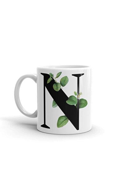 LikyaDükkan كوب أبيض بحرف N