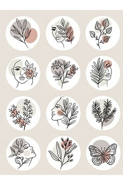 LikyaDükkan Linear Floral Line Art Design personalizat autocolant autocolant