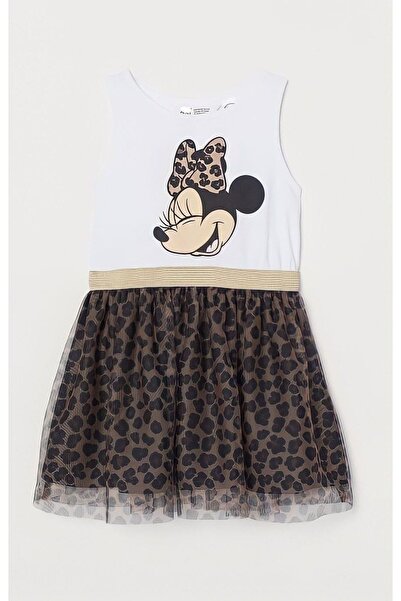 Pink Hippo Kids Rochie din tul cu fustă imprimată Minnie Mouse pentru fetiță