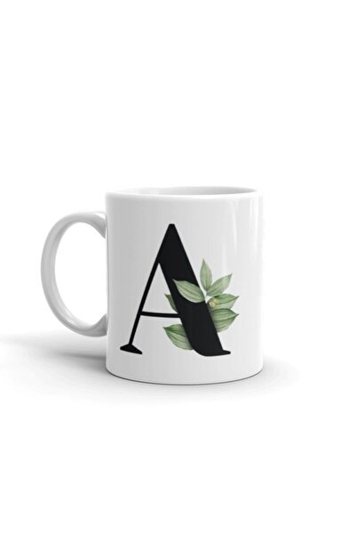 LikyaDükkan كوب أبيض بحرف A