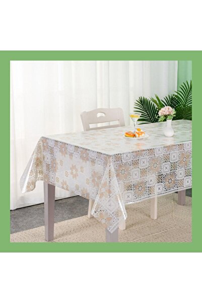 Blue Home مفرش طاولة Meiwa ذو مظهر دانتيل شفاف مطلي بمادة PVC ومقاوم للبقع وغير قابل للانزلاق