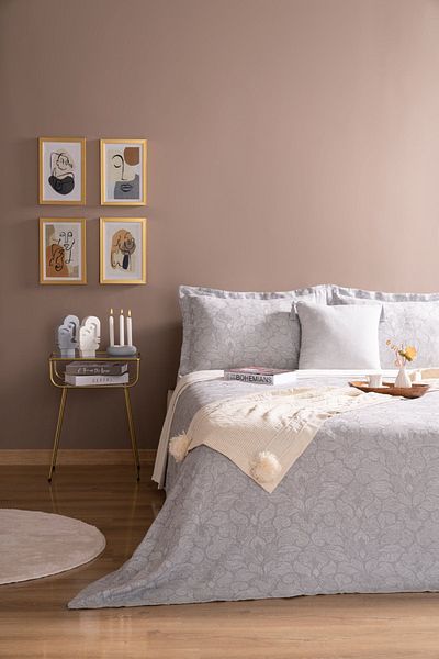 Odamoda Mia Double Bed Cover Set Gray Daily Multi-Purpose Pique Cover Set - Stylish Box and Package