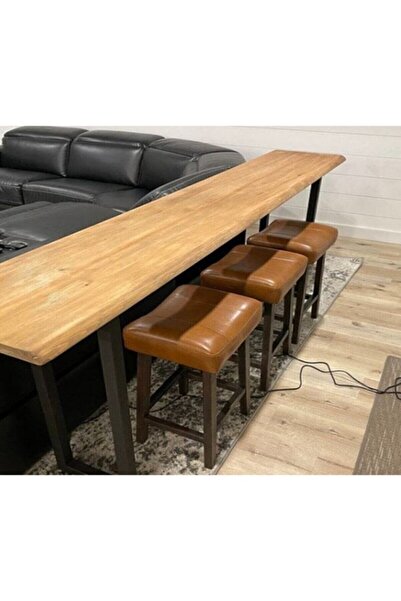 Asya Craft Asyacraft Doğal Ahşap Bar Masası - Rustik Bar Masası