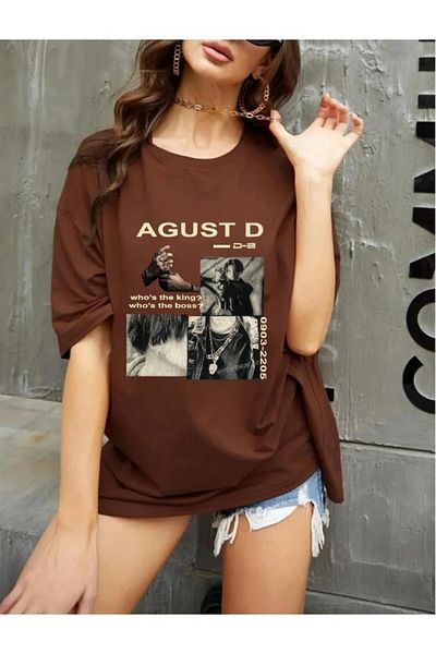 Evomind Unisex μπλουζάκι Oversize - Agust D Who's The King Boss Printed