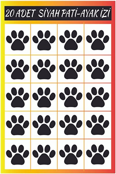 GSticker Pati İzleri 20 adet Oto Sticker Araba Cam  Kedi Köpek pati İzi Duvar...
