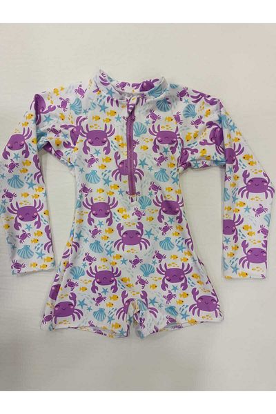 Kom Long Sleeve Girl's Swimsuit with Clogs and Shorts