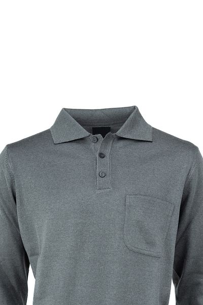 Oppland Men's Long Sleeve Polo Collar Classic Model Pocket Comfortable Cut Full Pattern Wool Woven Sweater
