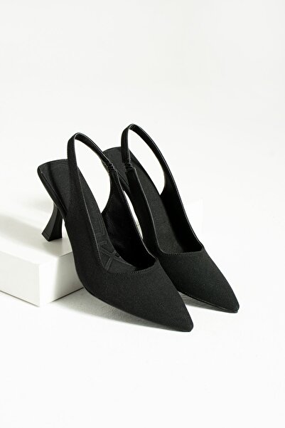 DUXAL SHOES Siyah Saten Topuklu Ayakkabı