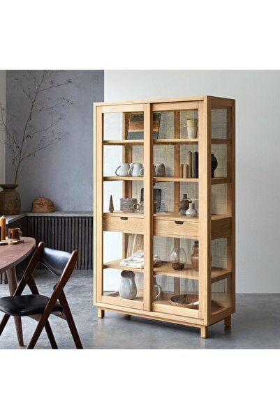 Latanwood Woodley Hazeranlı Ahşap Vitrin