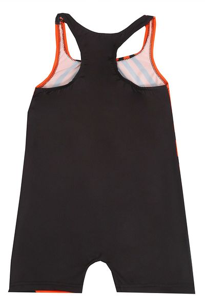 Papiş Orange Lycra Girl's Swimsuit - Digital Printed Jumpsuit and Shorts