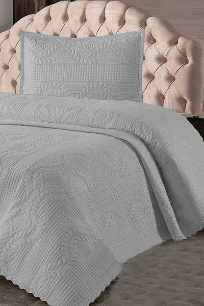 Çt Çeyizci Tekstil Daily Single Bedspread, Dowry Single Quilted Bedspread - Gray