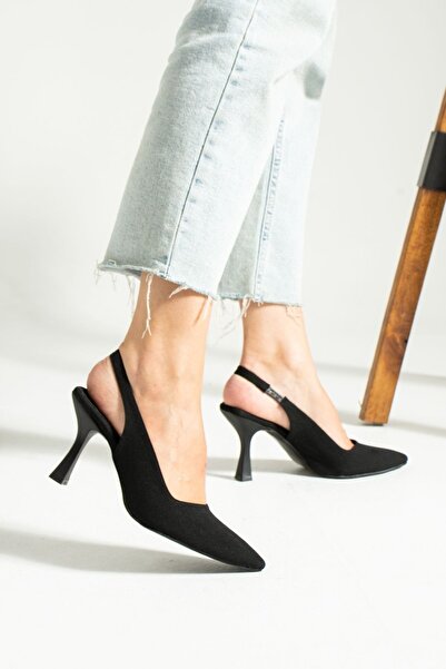 DUXAL SHOES Siyah Saten Topuklu Ayakkabı