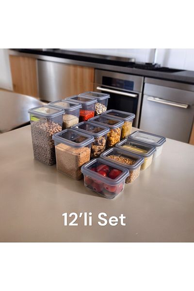 Nesto Home طقم تخزين الطعام والبقوليات مكون من 12 قطعة - منظم الثلاجة والفريزر، 4x1580 4x1100 4X580 مل