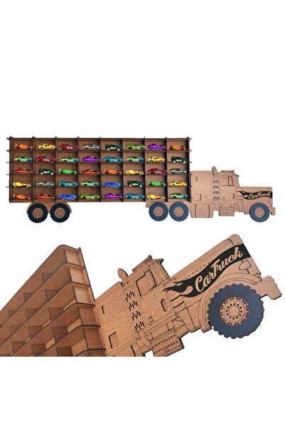 Woodbu Kahverengi Ahşap Hobi Araba Rafı, Ceviz 40 Araçlık