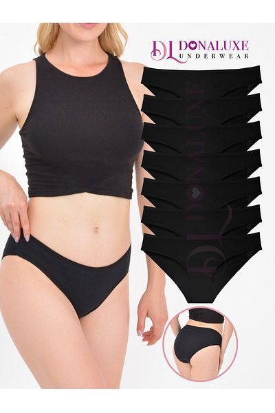 Donaluxe Pachet de 7 chiloți negri pentru bikini - bumbac și țesătură moale
