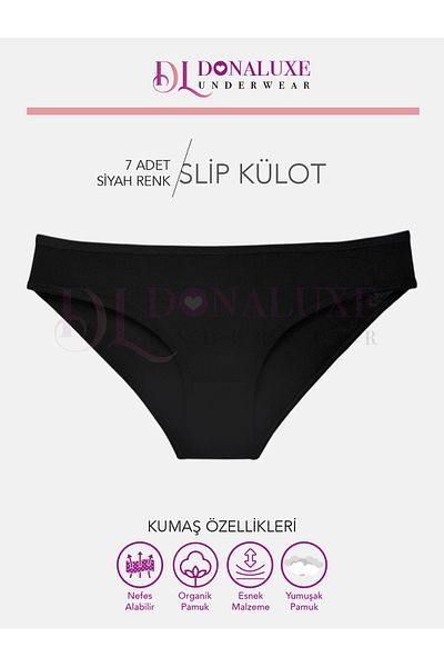 Donaluxe Pachet de 7 chiloți negri pentru bikini - bumbac și țesătură moale