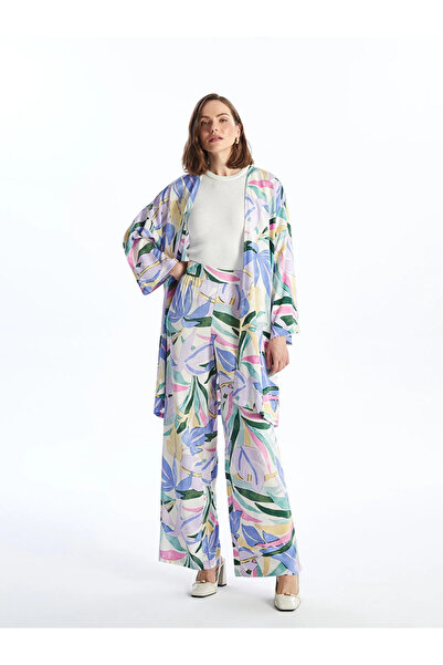 LC Waikiki Γυναικείο παντελόνι με ελαστική μέση και φαρδύ πόδι με λουλούδια L...