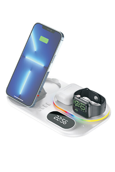 AGGIY 6'lı Kablosuz Hızlı Şarj Standı iPhone, iWatch, AirPods  Uyumlu
