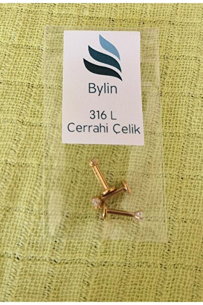 Bylin Cerrahi Çelik Gold Tek Taş Piercing Set- 3 Adet -Bar uzunluğunu lütfen seçiniz