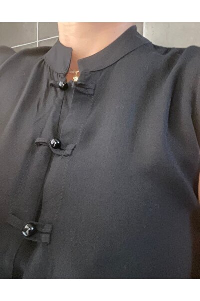 Bohemian Black Judge Collar Blouse