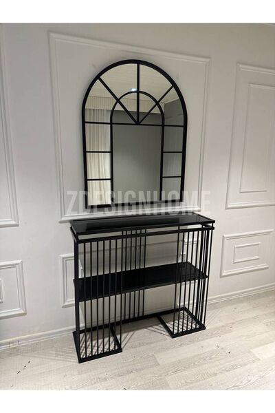 zdesignhome 80X100 Cm Ayna + 90x30x100 Cm Dresuar (Siyah Cam)