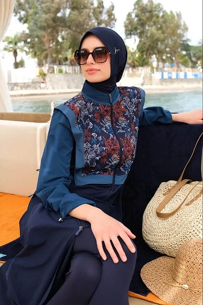 Haşema Σετ ολόσωμο πράσινο Gilet 5 τεμαχίων Hijab μαγιό
