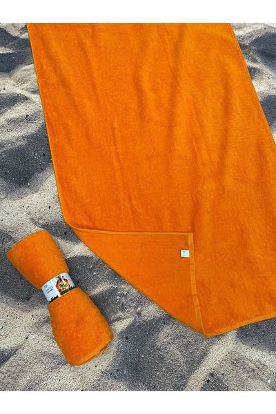Miami Beach 75x150 Orange Microfiber Beach and Bath Towel - Lightweight