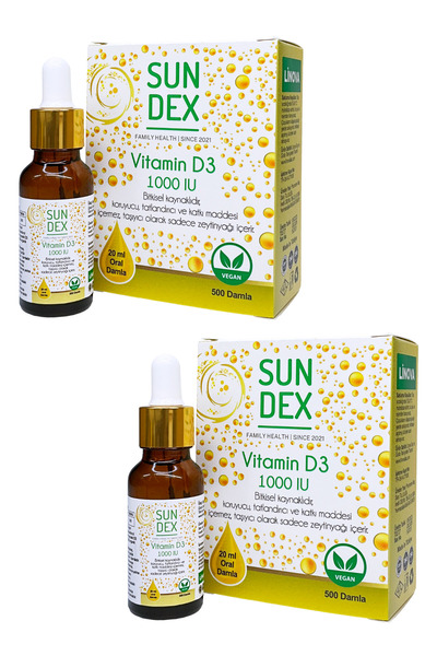 Sun Dex Family Health Since 2021 2'li Paket Vitamin D3 1000 Iu 20 Ml Bitkisel...