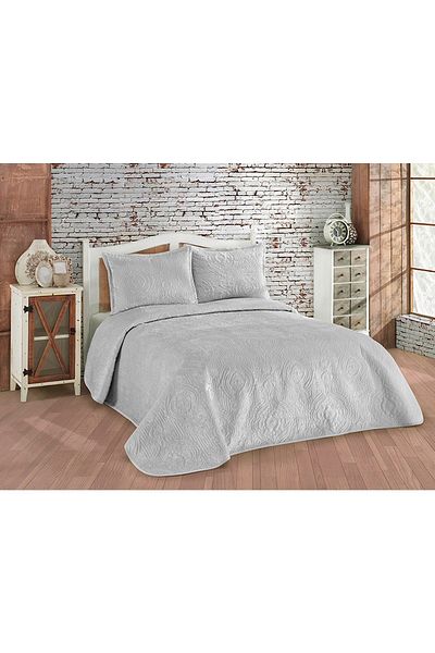 Dinarsu Bedspread Set Double Olivia Light Gray