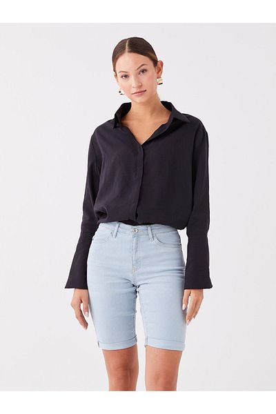 LC Waikiki Pantaloni scurți de jeans pentru femei, cu talie normală, strânși