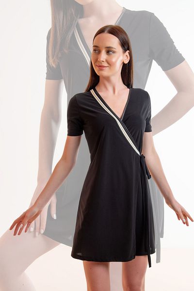 Laranor Double-breasted Dress with Lace-up Stripe Detail