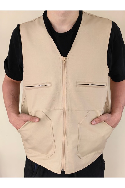 DERİNMAVİTASARIM Yazlık-İlkbaharlık 4 Fermuarlı 2 Yandan Cepli Avcı-iş Yeleği