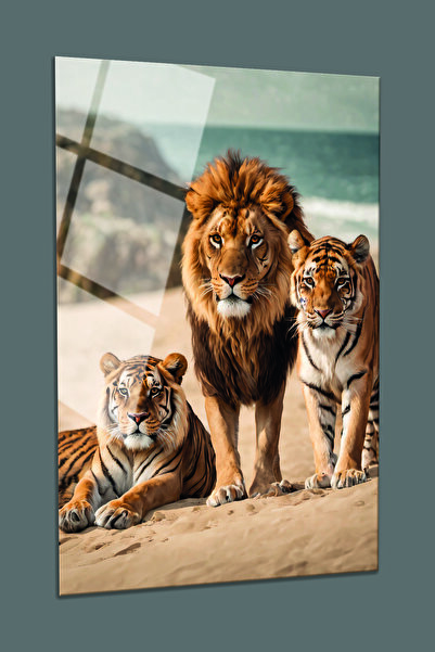 BV DEKOR ΓΥΑΛΙΝΗ ΖΩΓΡΑΦΙΚΗ ΜΕ ΘΕΜΑ ΛΙΟΝΤΑΡΙ ΚΑΙ ΤΙΓΡΗ - ΔΙΑΚΟΣΜΗΤΙΚΗ ΖΩΓΡΑΦΙΚ...