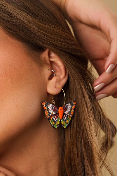 Gizy Store Polimer Kil El Yapımı Özel Tasarım Kelebek Küpe