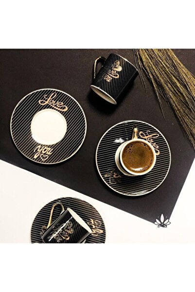 Sembol 6 Kişilik Love You Porselen Kahve Fincan Takımı Harlem-50