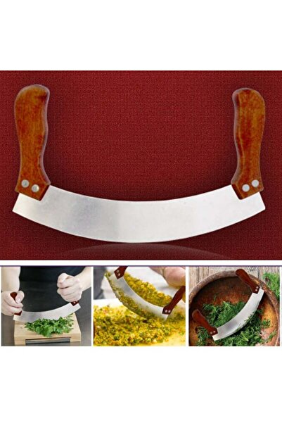 abnturk Çift Saplı Satır Bıçağı Et Ve Sebze Kıymak Için Çelik Zırh Bıçak