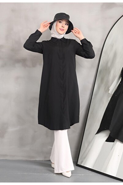 MODA MAÇKA PARK MMP Women's Long Solid Color Tericotone Tunic Shirt