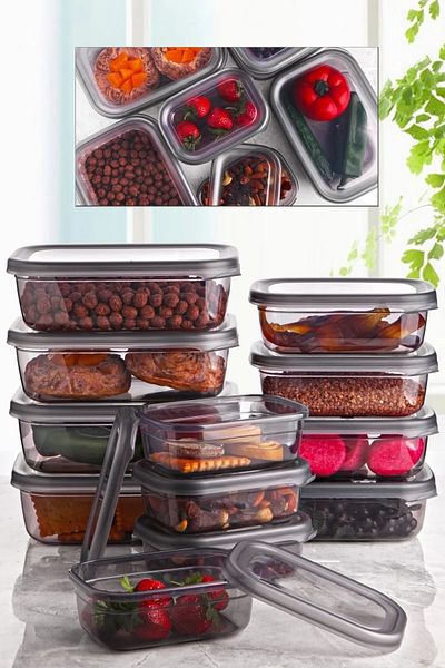 MAVİKÖY 12pcs Storage Container Deep Freezer Microwave Suitable 4x1.2lt-4x670ml- 4x350ml