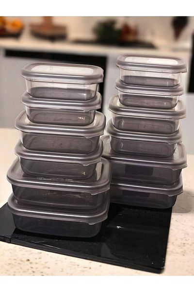 MAVİKÖY 12pcs Storage Container Deep Freezer Microwave Suitable 4x1.2lt-4x670ml- 4x350ml